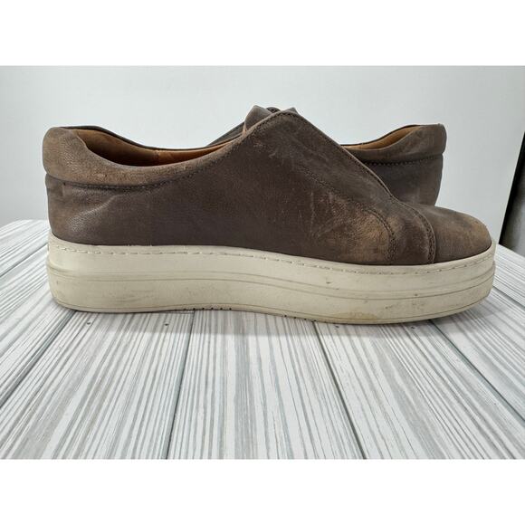 J/Slides Starr Women's Sz 8.5 Brown Leather Wedge Slip-On Sneakers Comfort Shoes - Picture 5 of 9